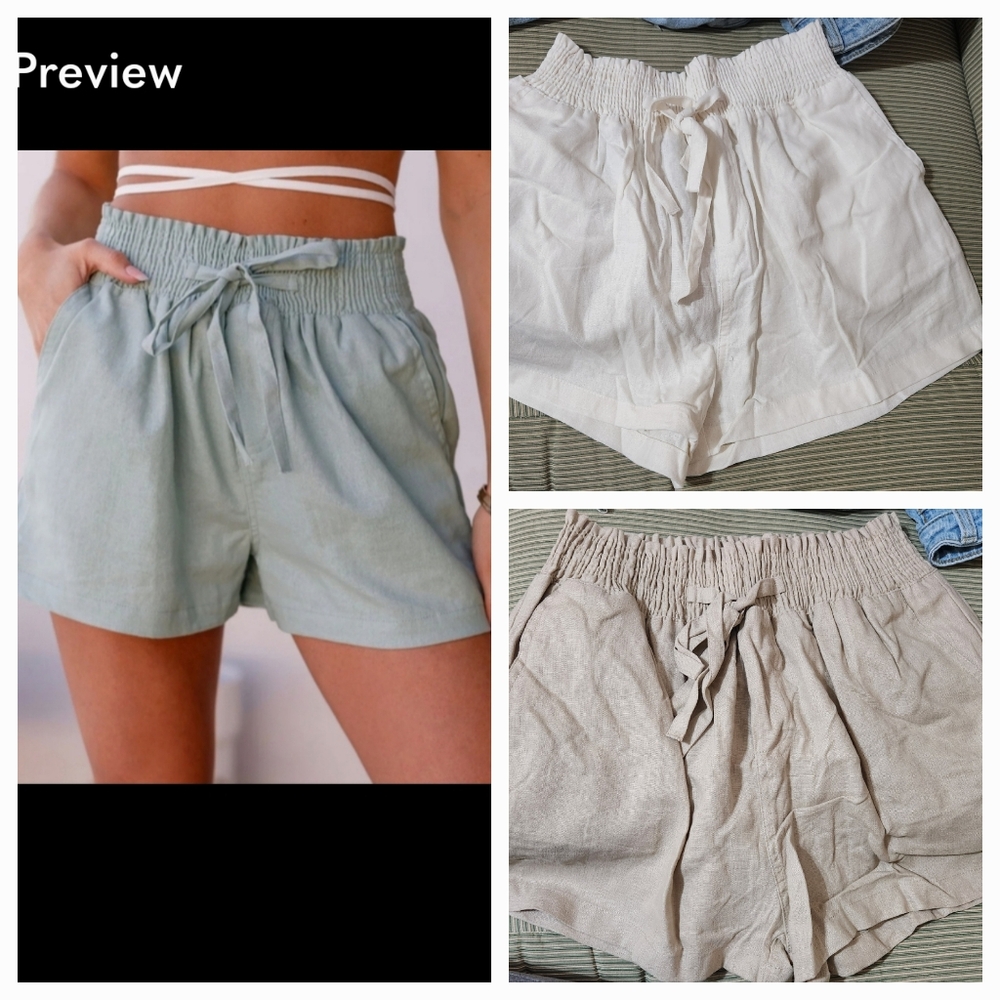 3 set Paperbag Shorts blue, white and khaki